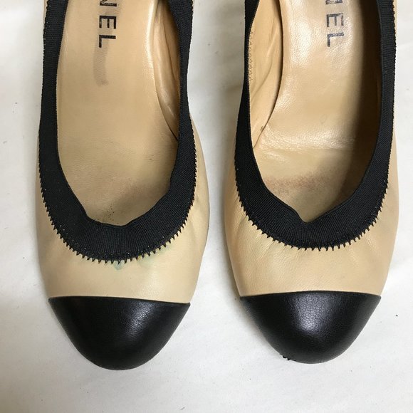 Chanel Spirit Sz 36 Soft Leather 2 Tone Cap Toe Interlocking CC Logo 3..25”Heel - Picture 16 of 16